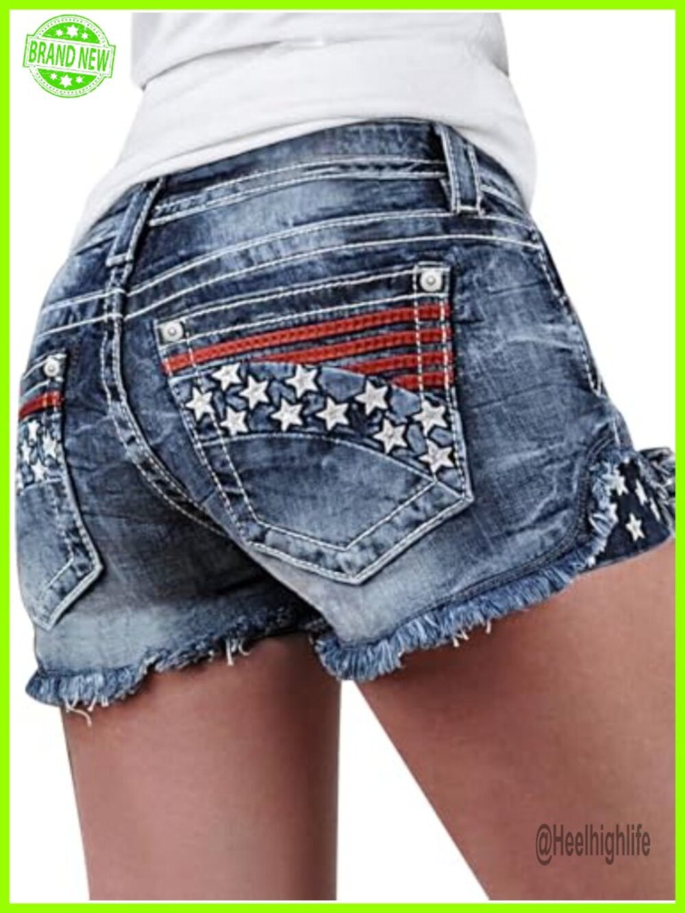 Mid Rise Ripped Denim Jean Shorts Stretchy Comfortable